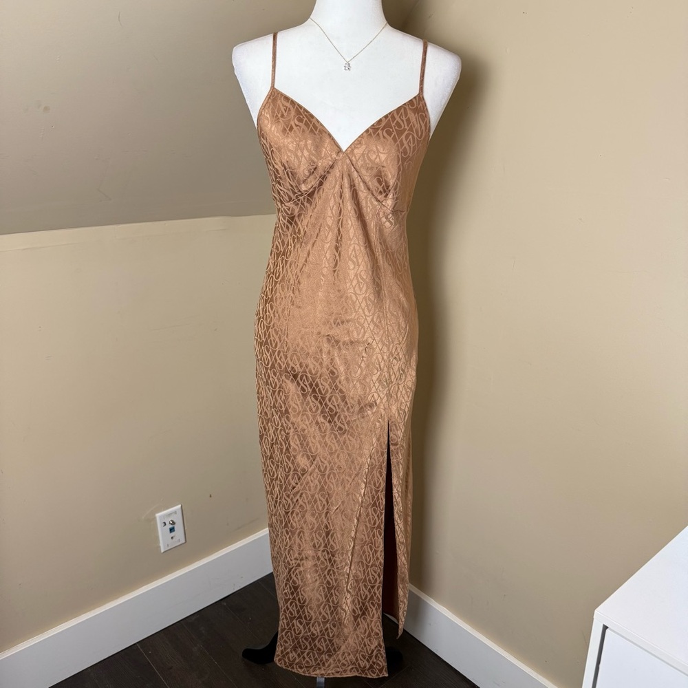 Vintage Victoria's Secret Bronze Satin‎ Slip Dress Size Small